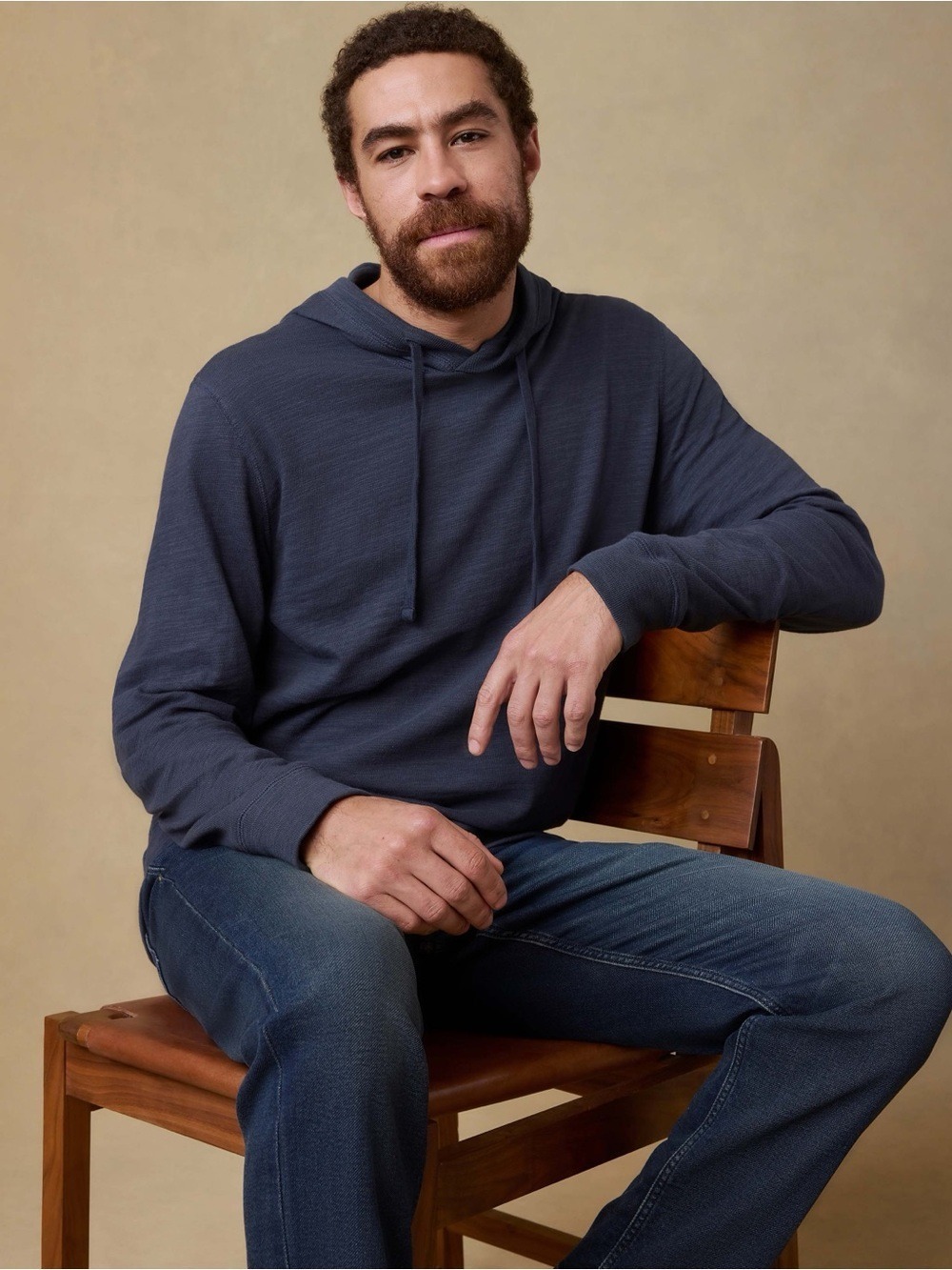 Faherty Navy Hooded Pullover Sweatshirt Mens Small